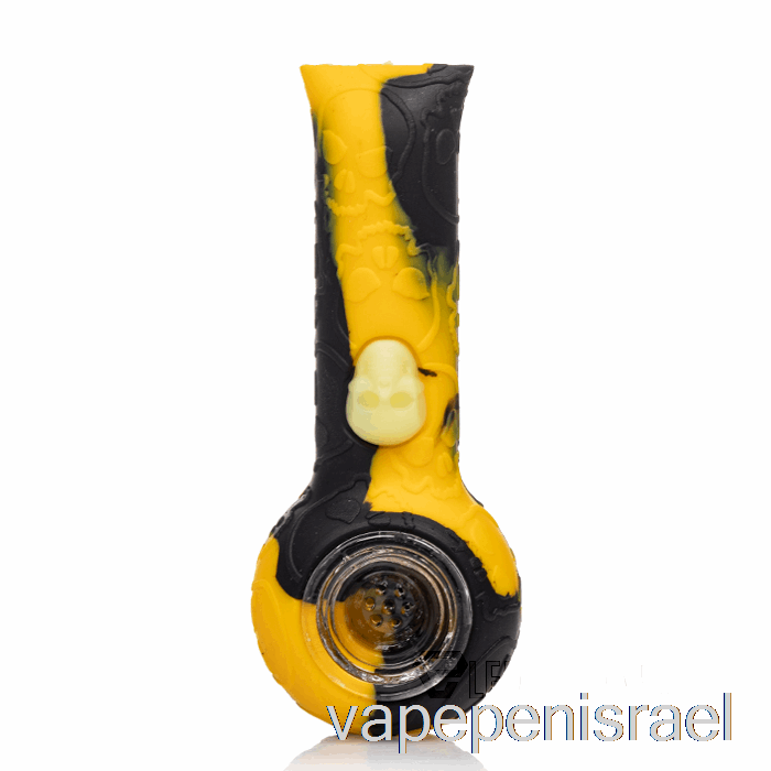 חד פעמי Vape Israel Stratus גולגולת סיליקון צינור יד סול (שחור/צהוב)